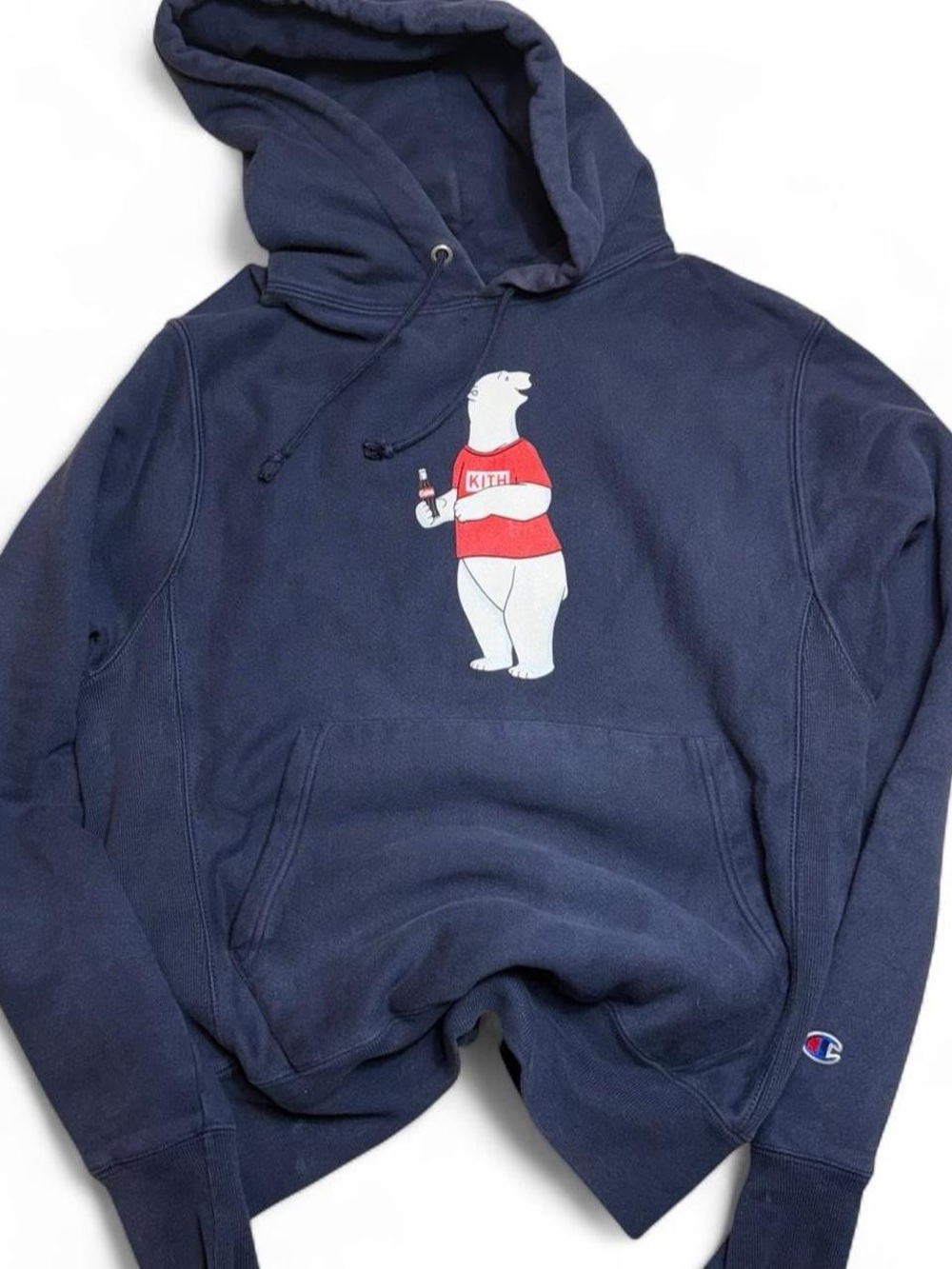 Kith x Champion Navy Polar Bear Graphic Hoodie